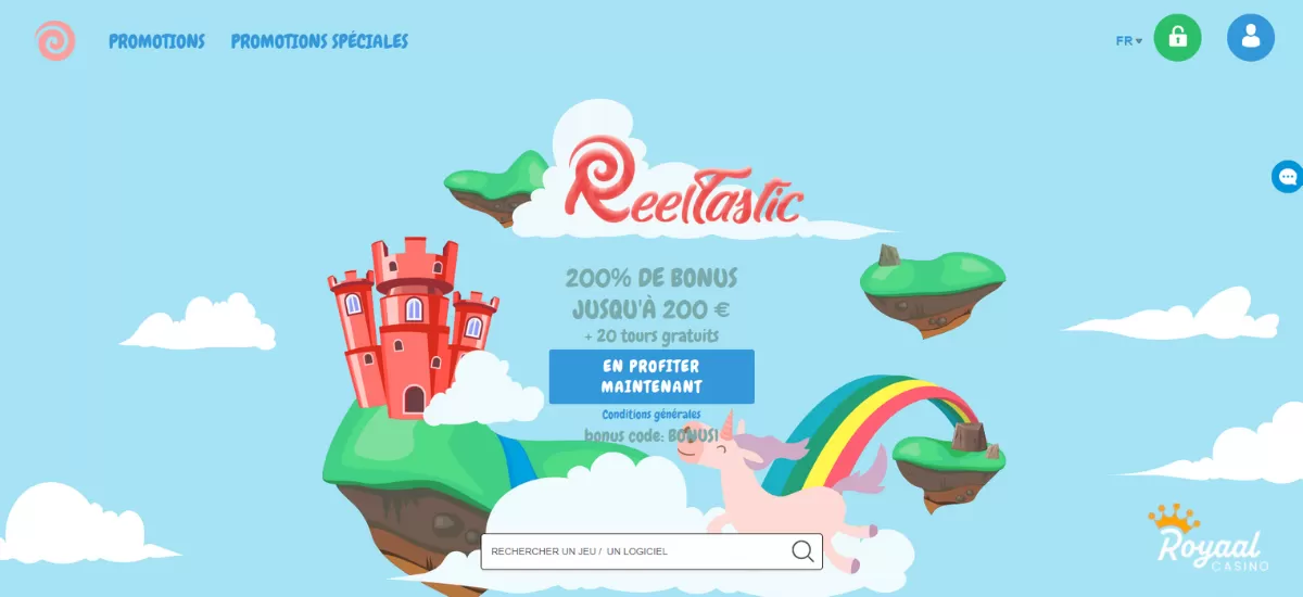 Reeltastic casino page d'accueil