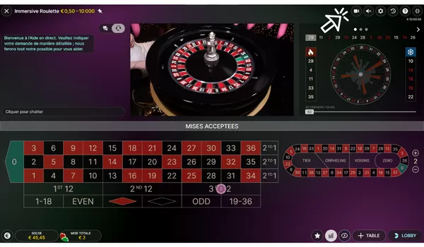 immersive roulette evolution mode multi caméras